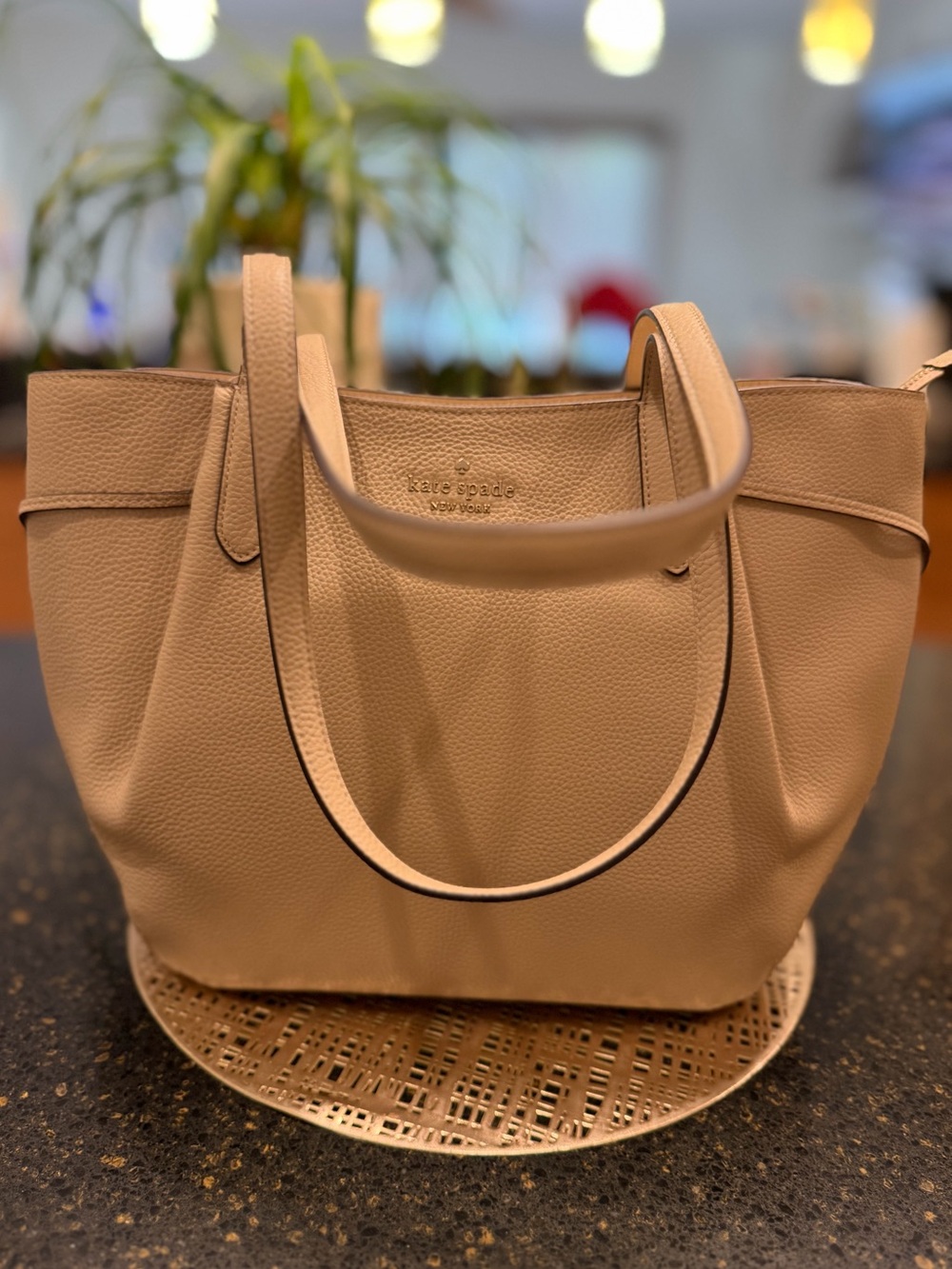 Kate Spade New York Dumpling Tote Neutral Beige Leather Satchel Bag KI859 NWOT